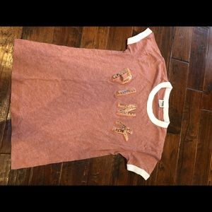 PINK sequined ringer t shirt